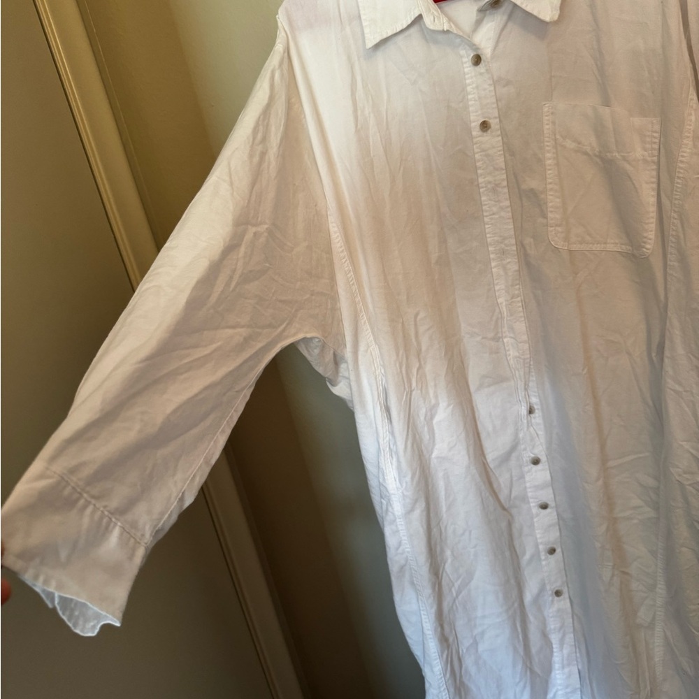 White Long Sleeve Shirt Dress - Picture 4 of 10
